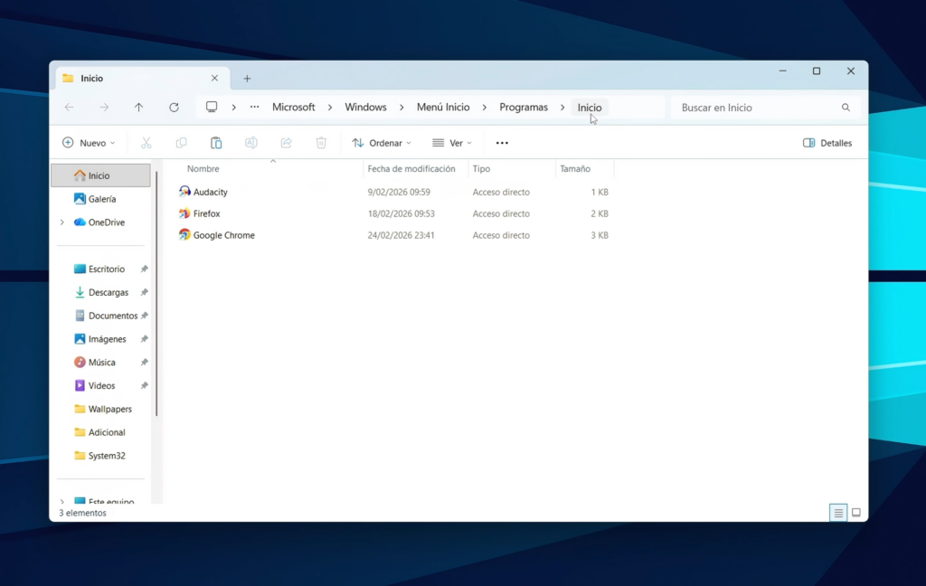 Carpeta “secreta” del inicio automático