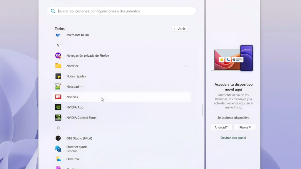 Método 1: Ver aplicaciones desde el menú Inicio