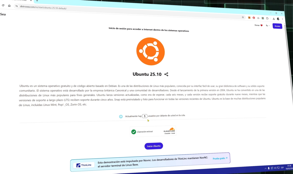 Limitaciones de probar Linux desde el navegador