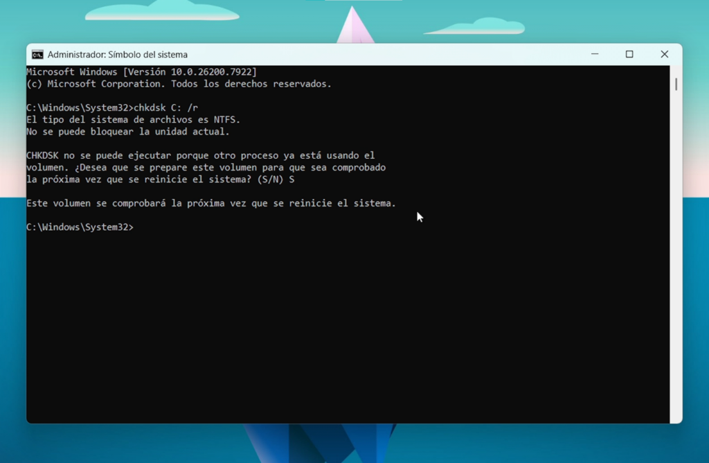 CHKDSK: analizar el disco y buscar errores