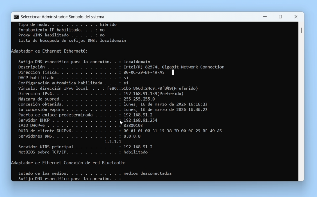 IPCONFIG: ver información de red y limpiar la caché DNS