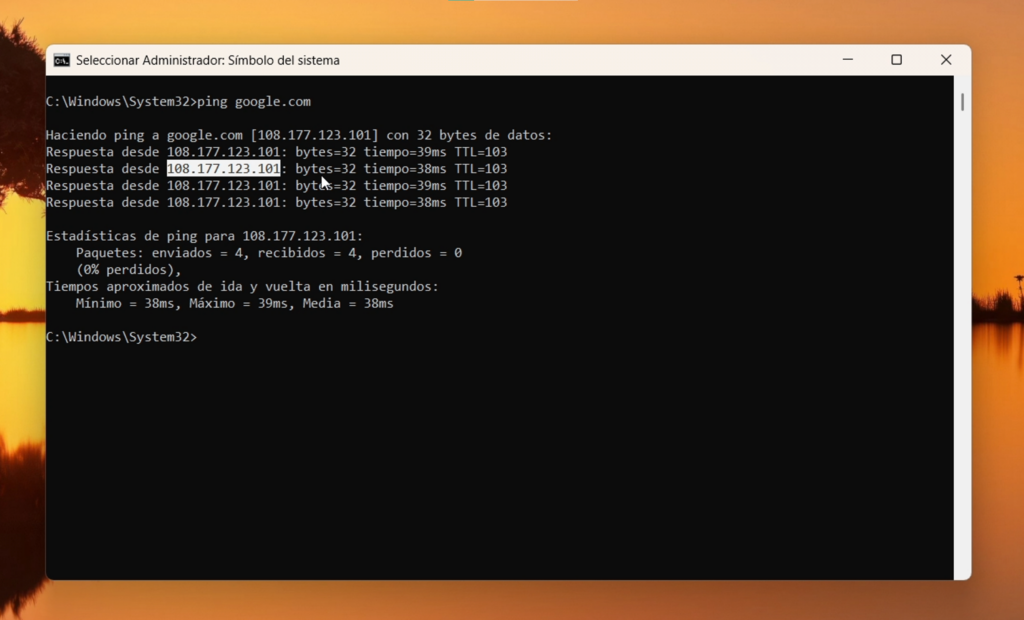PING: comprobar conexión y latencia