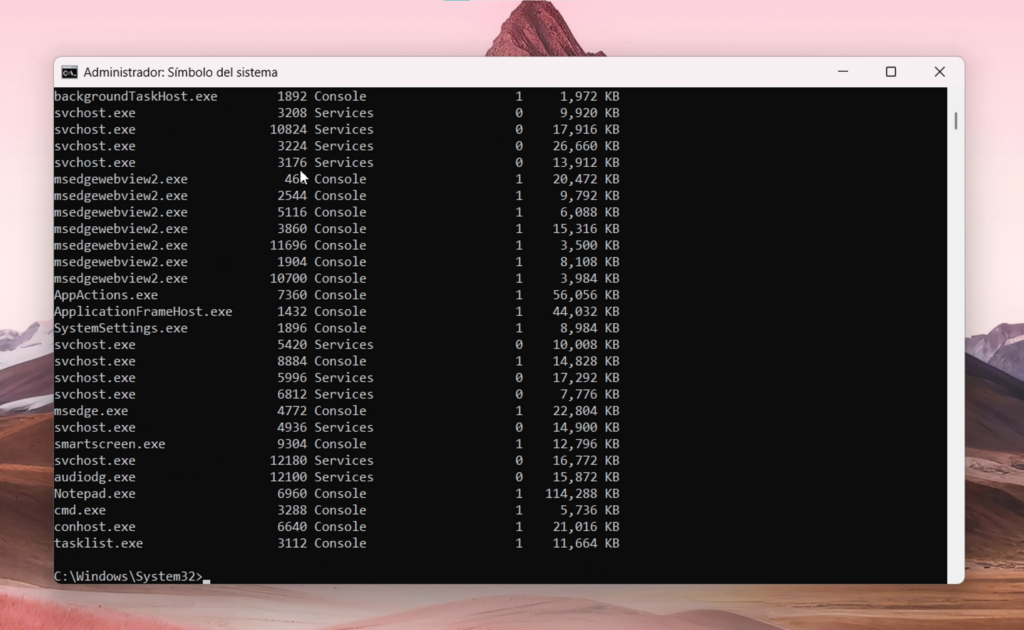 TASKLIST: ver procesos activos desde CMD
