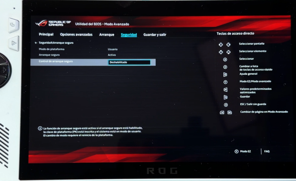 Desactivar Secure Boot