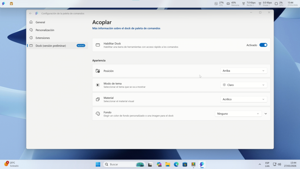 Qué es este nuevo dock oculto de Windows 11