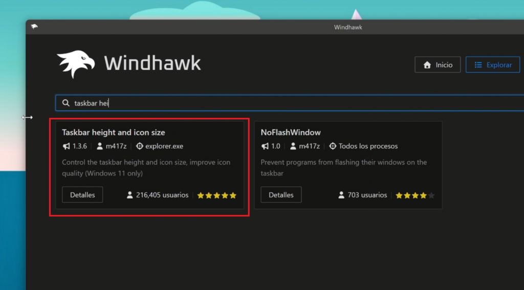 Taskbar height and icon size