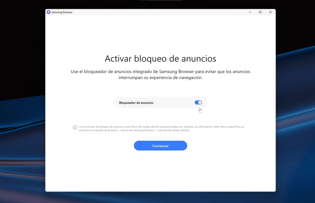 Bloqueador de anuncios integrado