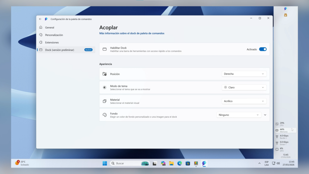 Cómo personalizar la posición del dock