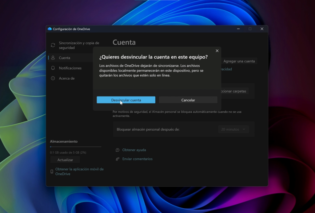 🔗 Paso 1: Desvincular OneDrive de tu PC
