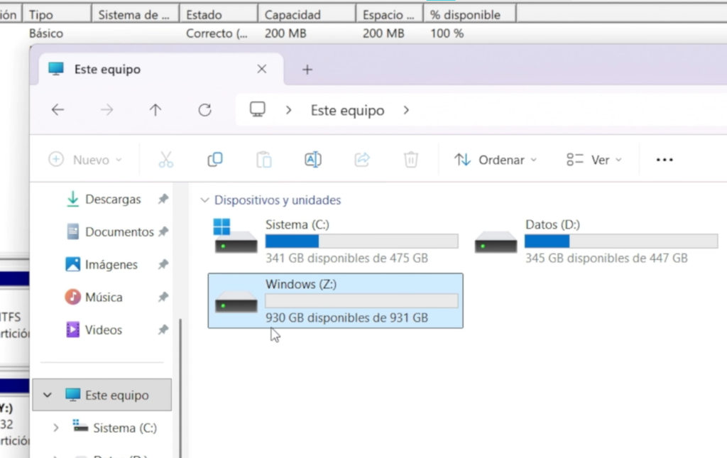 Paso 6: Crear la partición principal para Windows