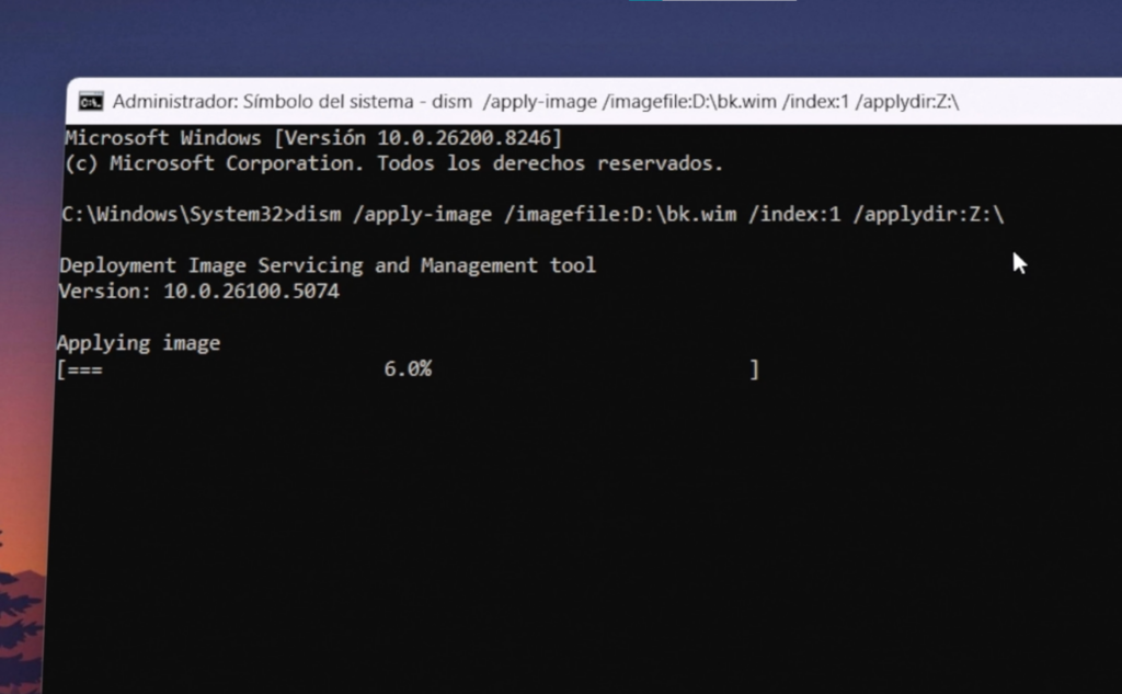 Paso 7: Restaurar la imagen de Windows en el nuevo SSD