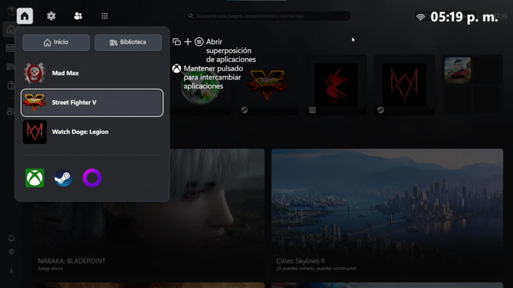 Integración con Game Bar y configuraciones