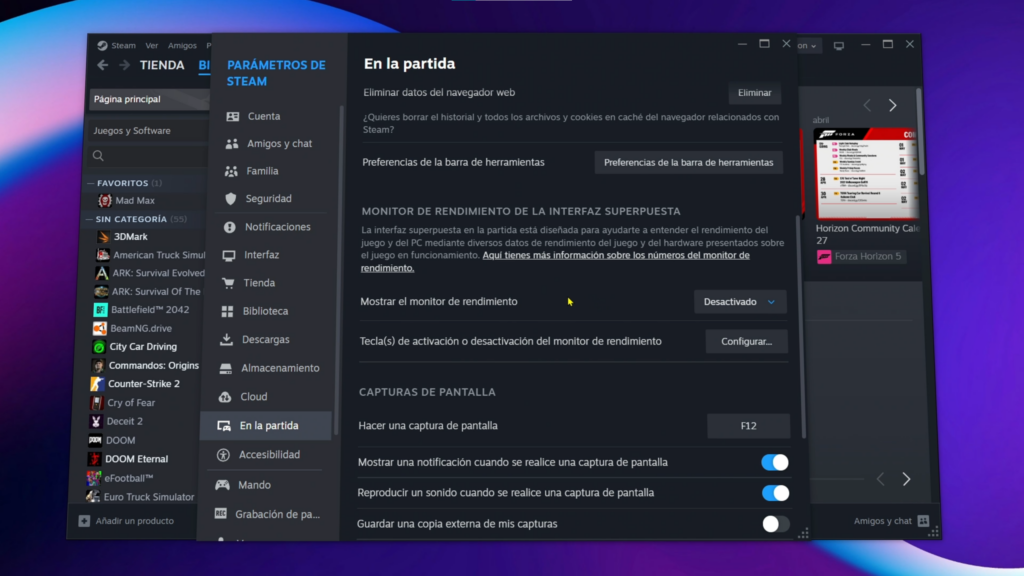 Cómo activar el monitor de rendimiento de Steam