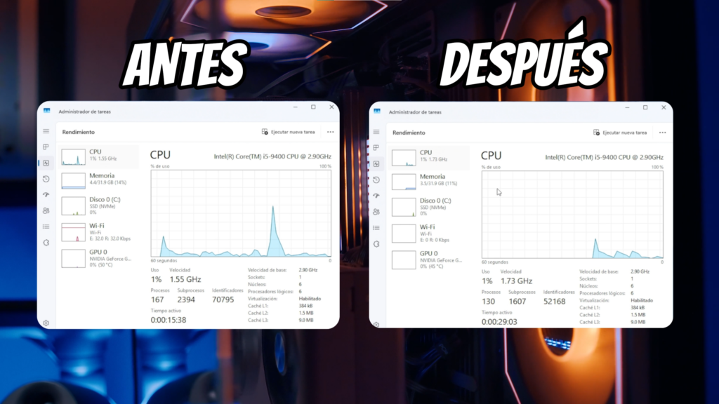 Comparativa de rendimiento: antes y después de eliminar el bloatware