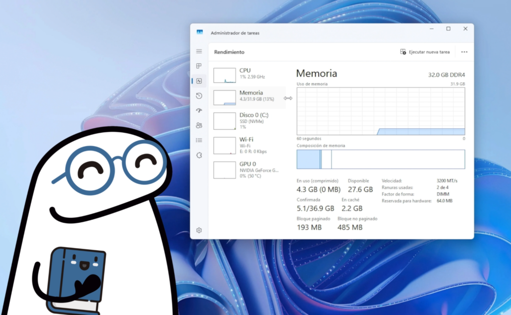 Estado inicial del sistema antes de optimizar Windows 11