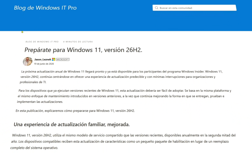 Microsoft confirma oficialmente Windows 11 versión 26H2