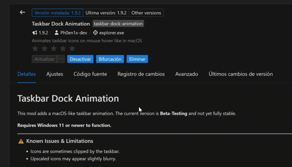 Agrega las animaciones del Dock