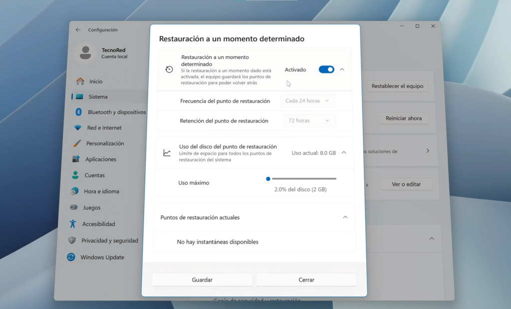 Llega la nueva restauración a un momento determinado