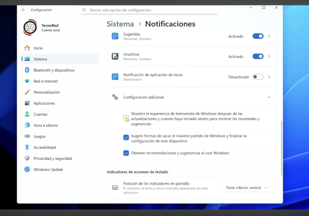 Desactiva las sugerencias y mensajes promocionales de Windows