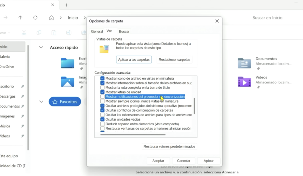 Desactiva los mensajes promocionales del Explorador de archivos