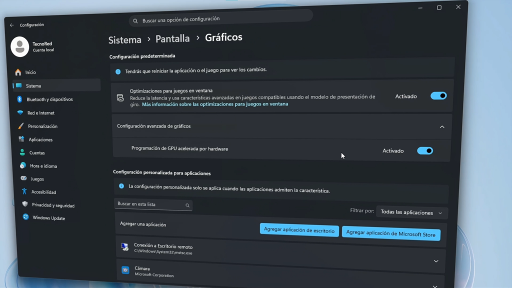 Activar la programación de GPU acelerada por hardware