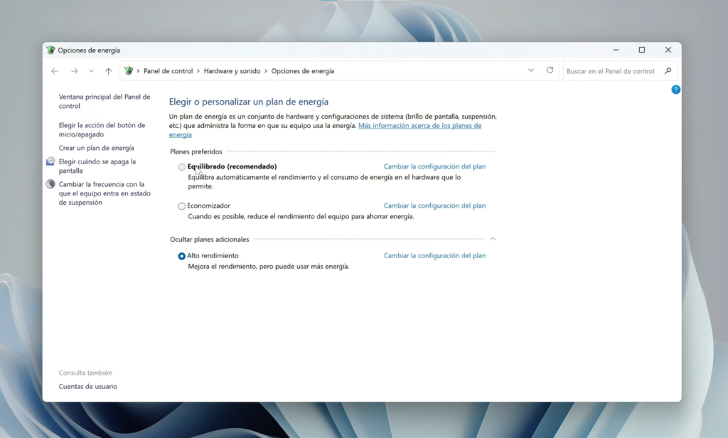 Revisar el modo de energía de Windows 11
