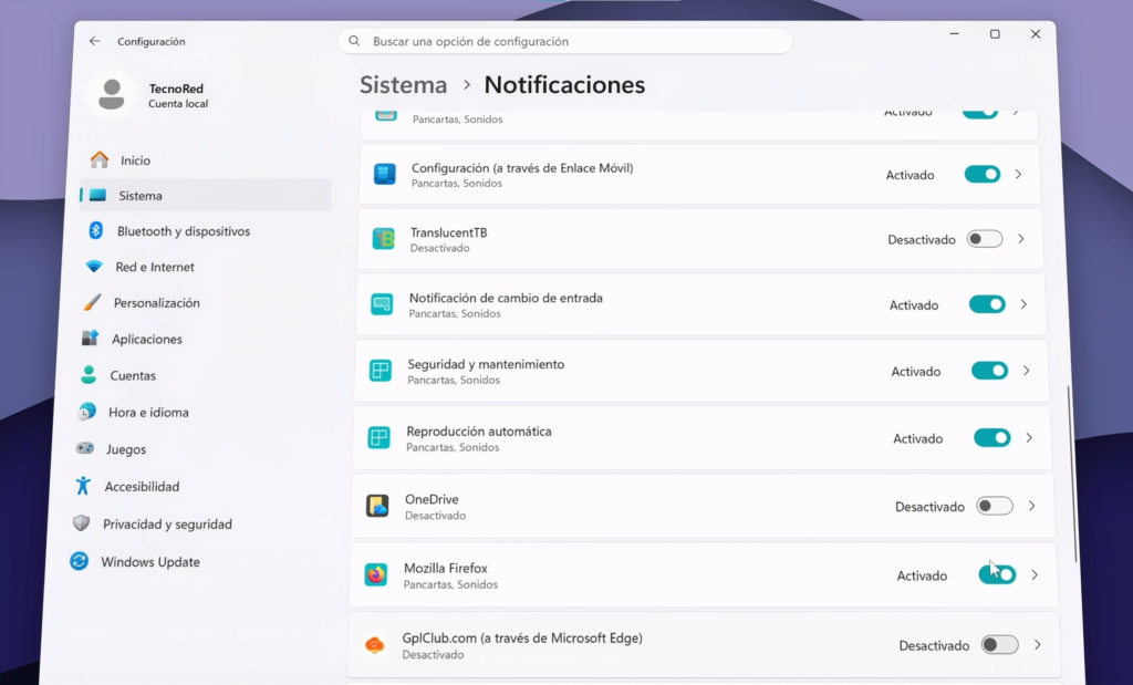 Controlar las notificaciones de Windows 11