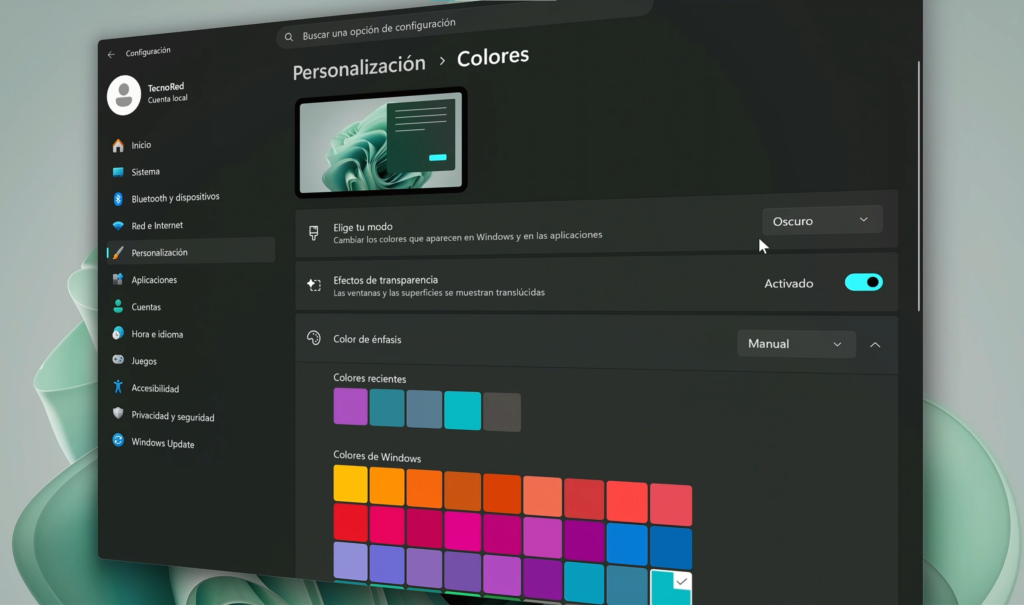 Cambiar Windows 11 al modo oscuro