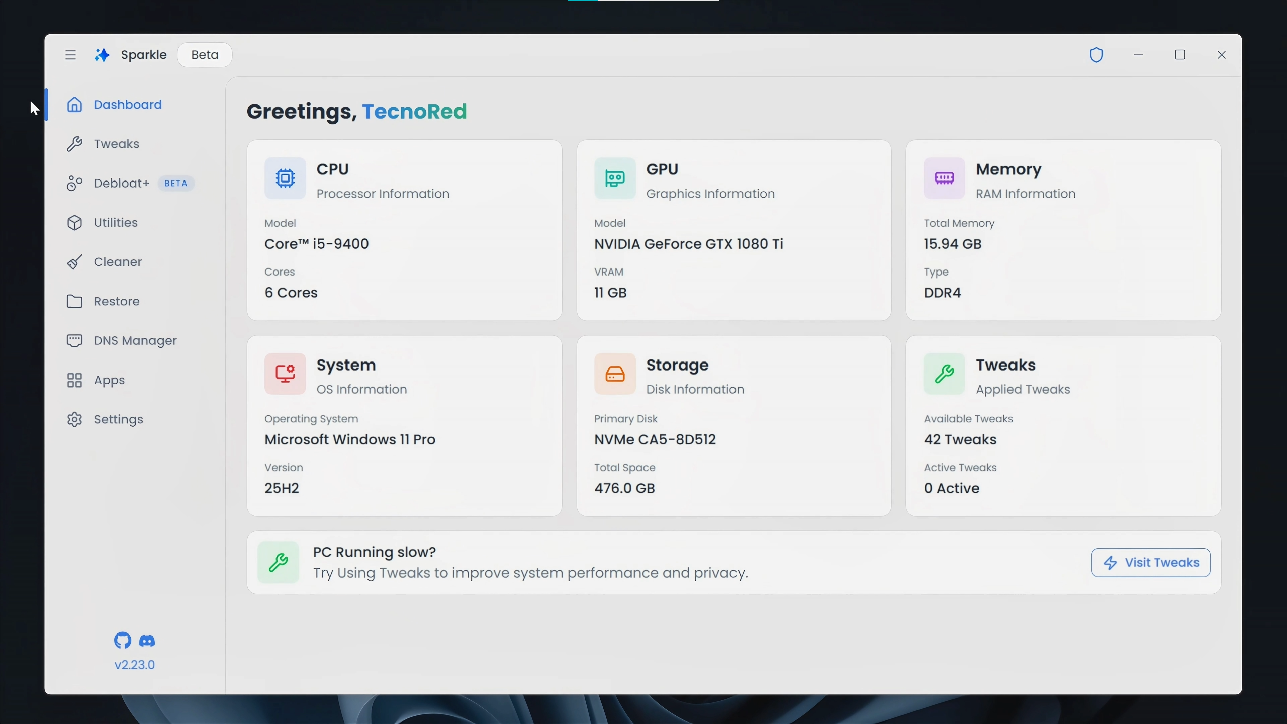 Dashboard: comprueba el estado de tu PC antes de empezar