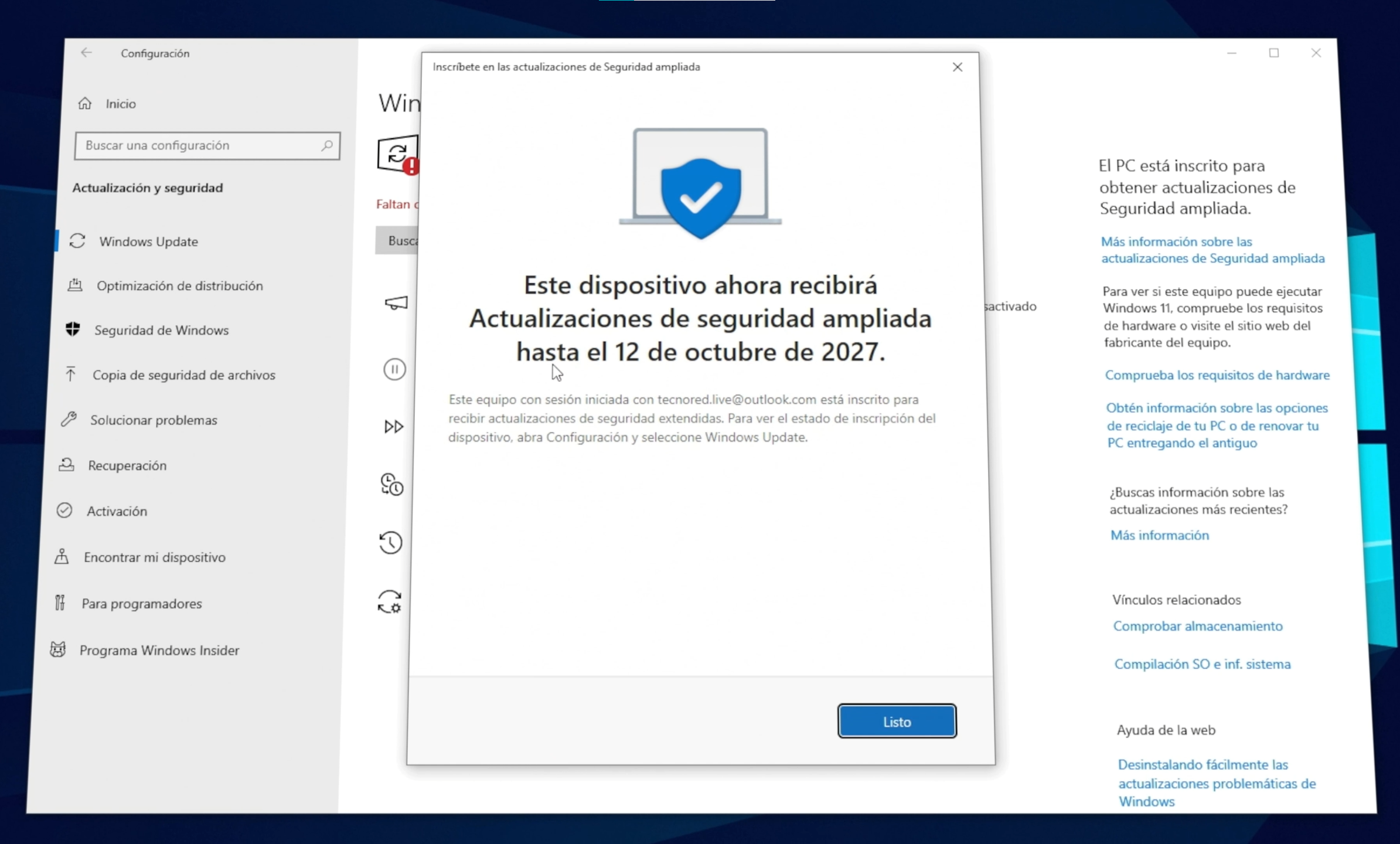 Windows 10 necesita ESU para seguir recibiendo seguridad
