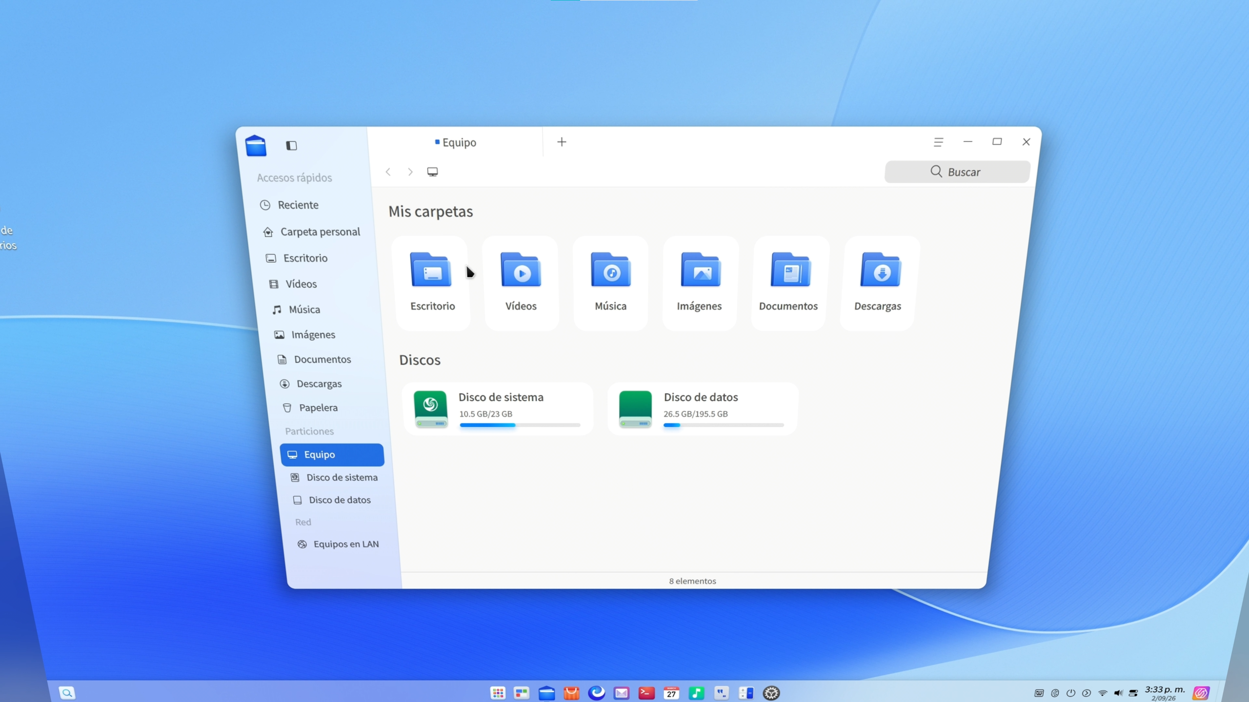 Explorador de archivos de Deepin