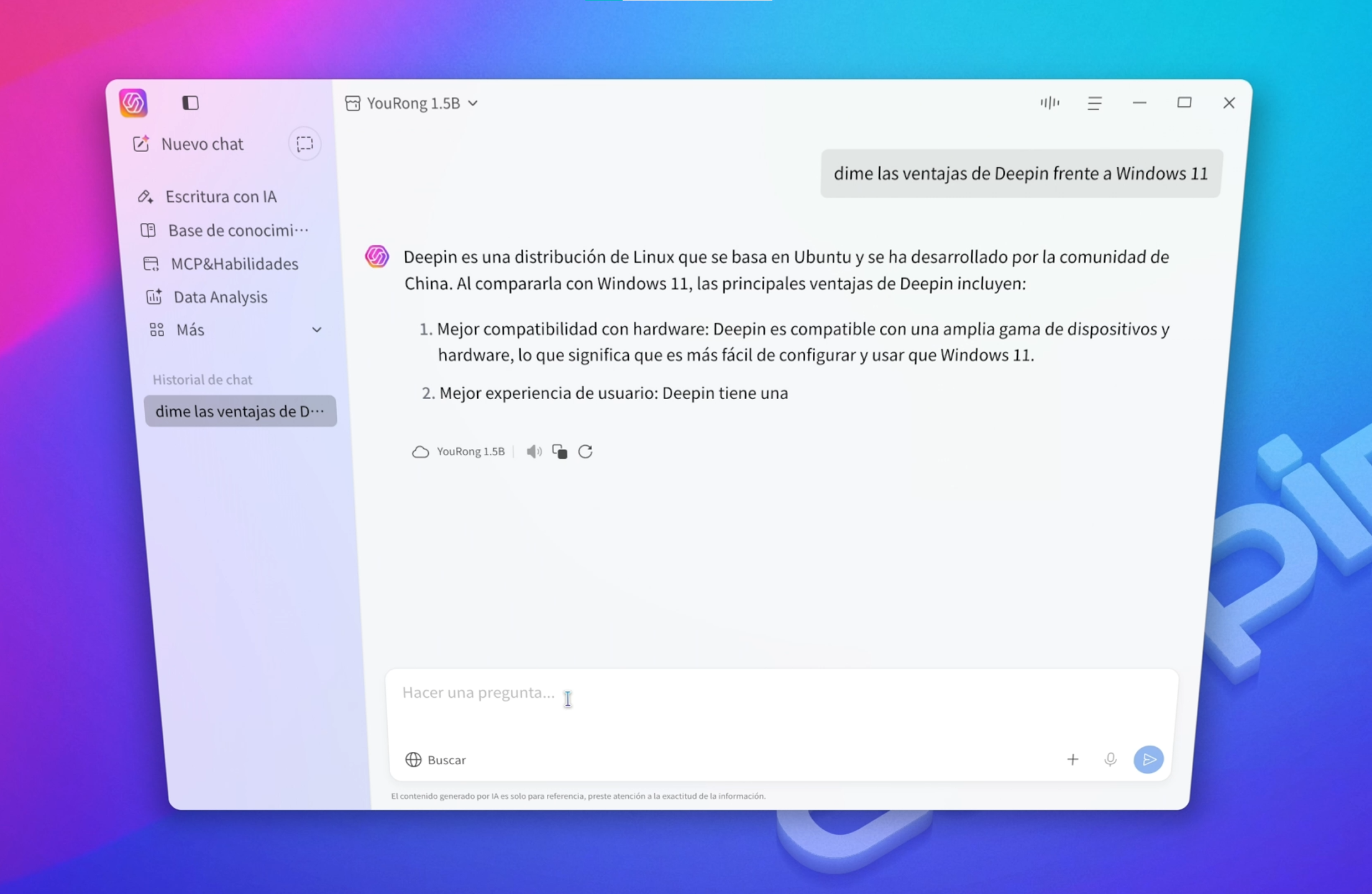 Deepin también integra funciones de inteligencia artificial