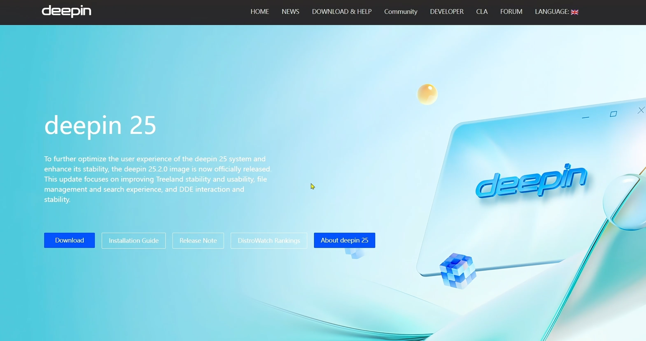 Cómo descargar Deepin 25.2