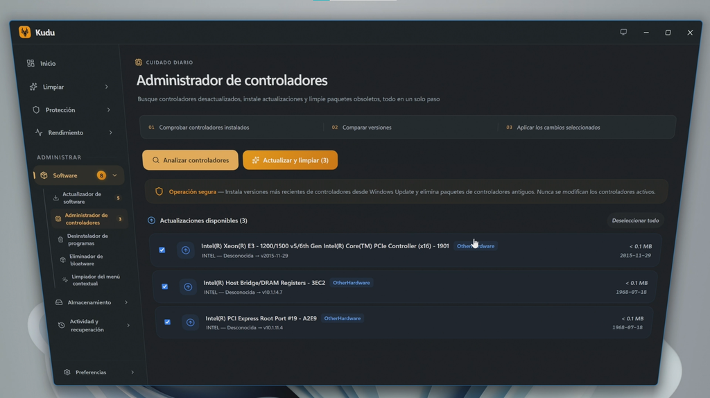 Actualizar los controladores de Windows
