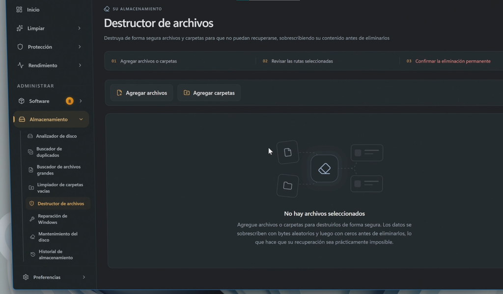 Destruir archivos para dificultar su recuperación