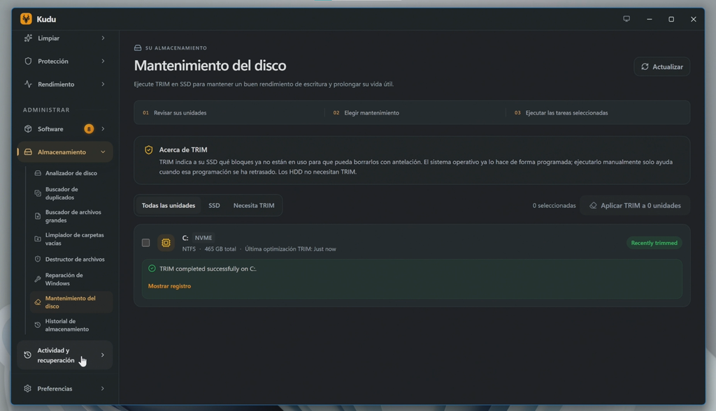 Mantenimiento y optimización de las unidades