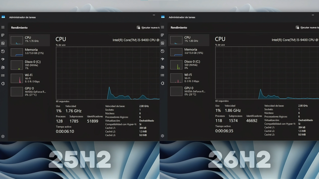 Consumo de RAM: Windows 11 26H2 utiliza unos 300 MB menos