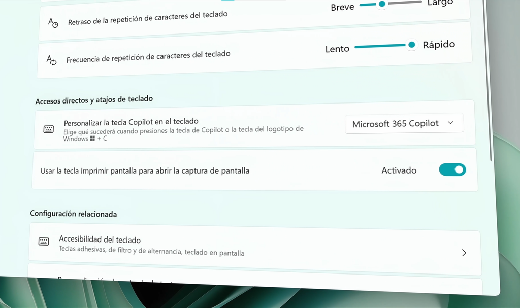 Más opciones para configurar la tecla Copilot