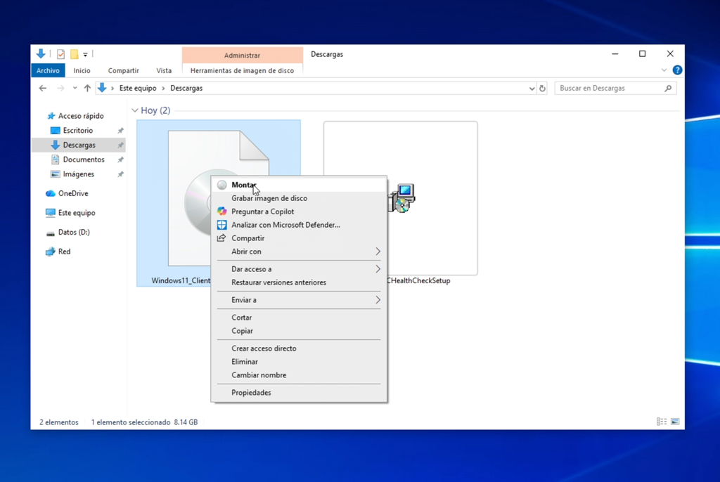 Montar la imagen ISO de Windows 11