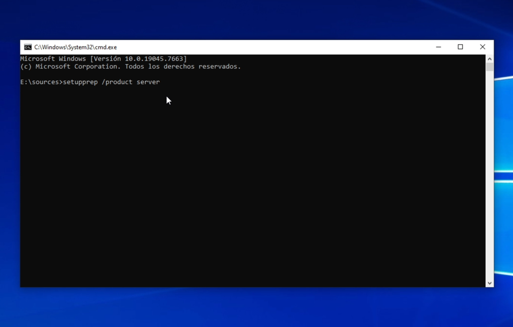 Ejecutar el comando setupprep /product server