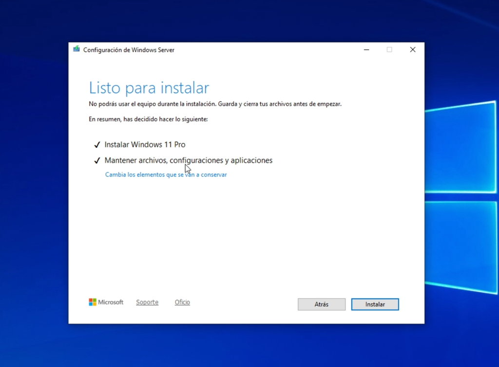 Confirmar la actualización antes de instalar