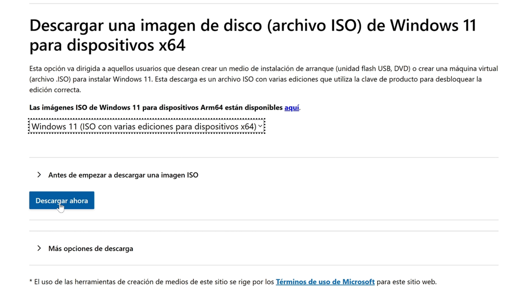 Método 2: descargar directamente la ISO de Windows 11 26H2