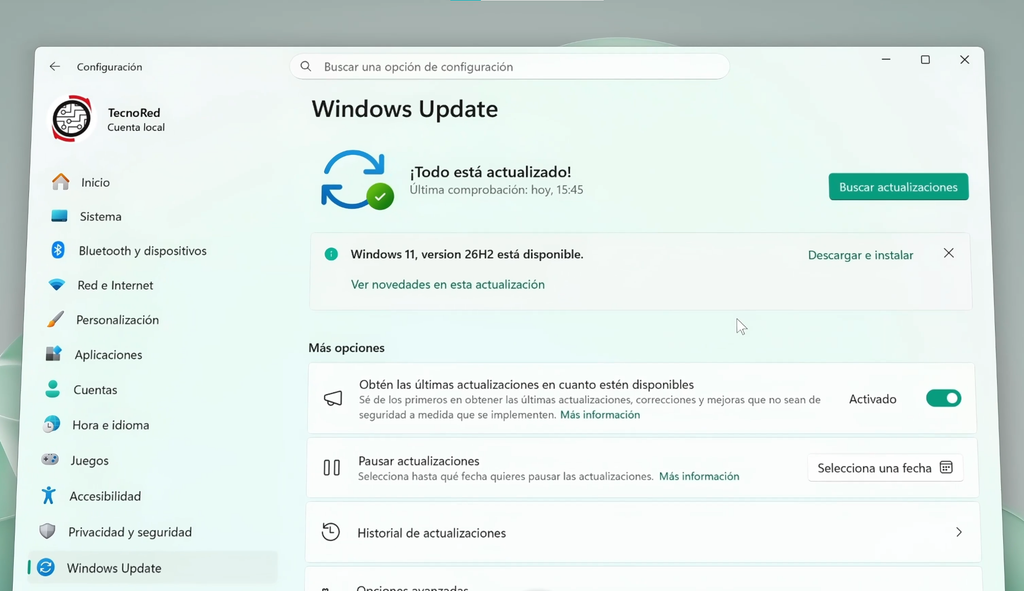 Activar las últimas actualizaciones lo antes posible