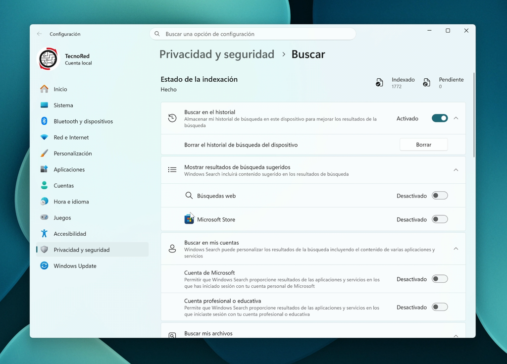 Activar la nueva búsqueda de Windows 11